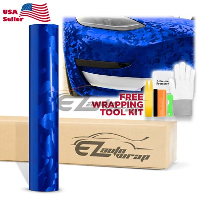 Brillante Camuflaje Sombra Camuflaje Azul Real Coche Vinilo Envoltura Calcomanía Hoja de Película Foto 1 de 4