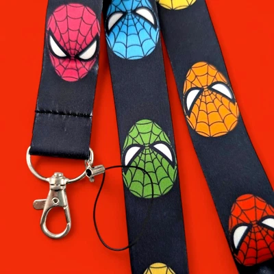 CORDÃO DE CABEÇA DE HOMEM-ARANHA ARCO-ÍRIS Marvel super-herói LGBT alça distintivo orgulho gay 3Y - Imagem 1 de 3