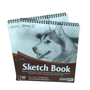 2 Sketch Paper Pad 9"x9" 40 Sheets Each Spiral Books - Picture 1 of 3