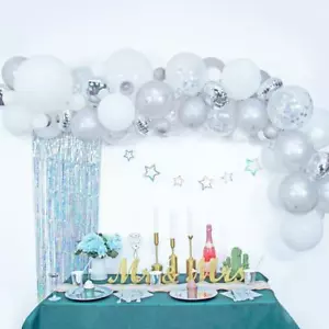 DIY White Silver Balloon Arch Garland kit Confetti Balloons Party Decorations - Picture 1 of 5