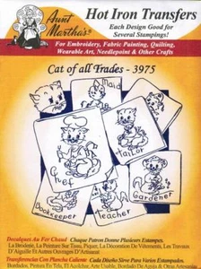 Cat of All Trades Aunt Martha's Hot Iron Embroidery Transfer #3975 - Picture 1 of 1