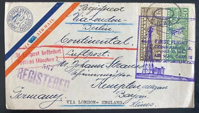 1928 Cedar Rapids IA USA First Continental Flight Airmail Cover To Germany - Image 1 of 2