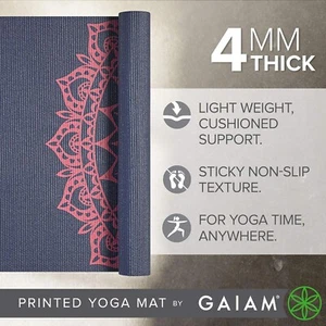 NIB Gaiam Print Yoga Mat, Non Slip Exercise & Fitness Mat for All Types of Yoga - Picture 1 of 5