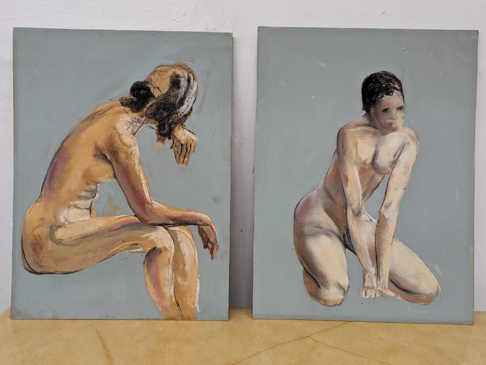 2 figuras de estudio vintage John Huszer 1913-83 moderno mujer desnuda mediados de siglo mcm Foto 1 de 4