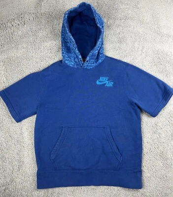 Nike Air Short Sleeve Hoodie Sweatshirt Mens Medium Embroidered Basketball Blue - Image 1 of 4