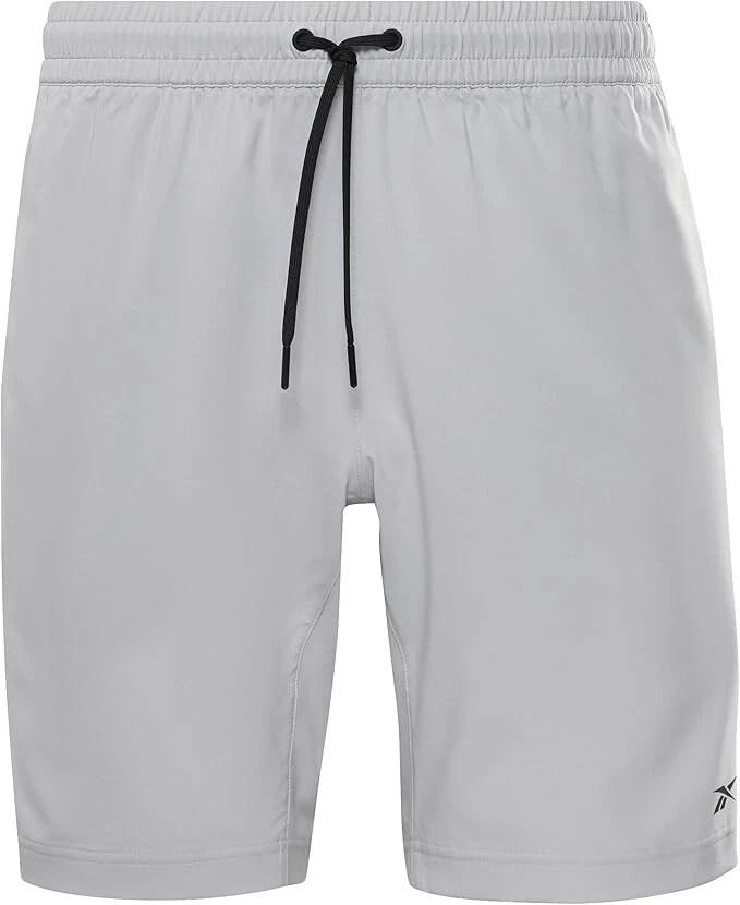 Reebok Men Moisture Wicking 9" Woven Drawstring Shorts Pure Grey Size XL
