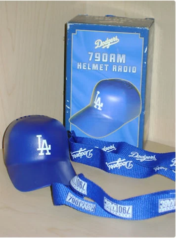 LA DODGERS 790AM HELMET RADIO 50TH ANNIVERSARY BARELY USED IN BOX WITH LAYNARD Cover