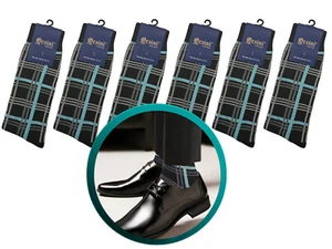 1-3-6 Calcetines de vestir AQUA rayas a cuadros CALCETINES DE ALGODÓN DE PRIMERA CALIDAD FIELES A LA TALLA - Imagen 1 de 9