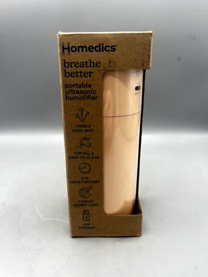 Portable Ultrasonic Humidifier USB Powered 10 Hr Run Time Pink NEW Sealed - Image 1 of 4