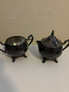 Oneida USA Creamer And Sugar Bowl With Spoon Silver-plate Set - Picture 1 of 4