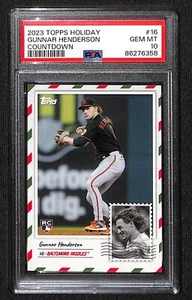 2023 Topps Holiday Countdown # 16 Gunnar Henderson RC PSA 10 gemas como nuevo Low Pop SP - Imagen 1 de 2