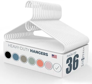 Made in USA Heavy Duty Plastic Clothes Hangers Bulk, 20 30 50 100 Pack Available - Picture 1 of 12