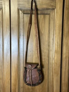 Vintage Handtooled Leather Hunting Powder Pouch Bag - Picture 1 of 9