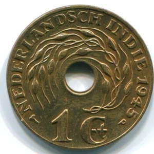 1 CENT 1945 P NETHERLANDS EAST INDIES INDONESIA Bronze Colonial Coin #S10466C - Picture 1 of 3