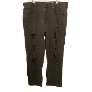 American Eagle Women Sz 14 Black Vintage Hi Rise Button Fly Distressed Jeans - Picture 1 of 8