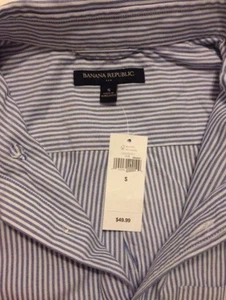 Neu mit Etikett Banana Republic GESTREIFTES blau weißes LANGARMHEMD FÜR HERREN GRÖSSE S 100 % Baumwolle - Bild 1 von 4
