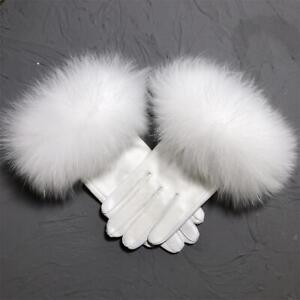 Women Winter Real Fox Fur Gloves Genuine Leather Windproof Luxury Warm Mittens