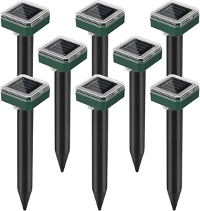 Mole Repellent Solar Powered, 8 Pack Waterproof Ultrasonic Deterrent Gopher Vole - Picture 1 of 12