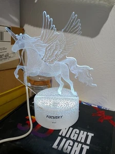 LED Unicorn Night Light 3D Light Lamp 7 Colors Changing Bedside Lamp - Picture 1 of 6
