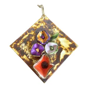 VINTAGE BARBOUR CERAMIC TILE WALL HANGING FLORAL ISRAEL - Picture 1 of 7