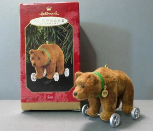 Vintage 1999 Hallmark Keepsake Christmas Ornament SON Bear on Wheels. NOS  - Picture 1 of 5