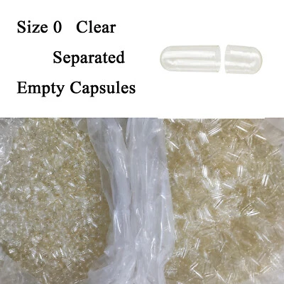 Cápsulas de gelatina vacías transparentes tamaño 0 10000 unidades Kosher Halal cápsula de píldora pura Foto 1 de 4