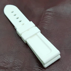 24mm - 22mm White Rubber Strap Watch Band Fit For PAM PAM111 - Picture 1 of 5