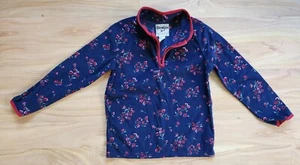 Oshkosh Girls 10/10A Navy Blue Red  Floral Fleece Zipper Pullover EUC  - Picture 1 of 6