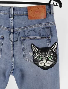 Gucci Damenjeans Big Logo Cat Baumwolle Blau Größe W24 - Bild 1 von 17