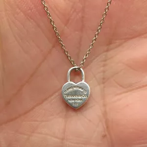 Tiffany & Co. Return to Heart Lock Padlock Pendant Necklace 16" - Picture 1 of 5
