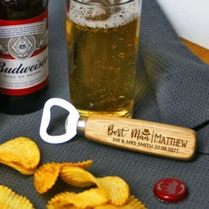 Personalised Groomsman Beer Bottle Opener ANY TEXT Wedding Gift Best Man Gift - Picture 1 of 2