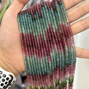 Cuentas rondelle de turmalina degradada transparente natural genuina de alta calidad - Imagen 1 de 9