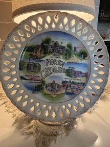 North Carolina Vintage Souvenir Plate Lace Edge - Picture 1 of 2