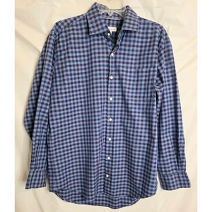 Peter Millar Button Up Shirt Men's Sz L Blue Checks Long Sleeve Business Preppy - Picture 1 of 6
