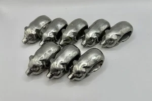 Set Of 8 Vintage Shafford Pewter Pig Farmhouse Chic Napkin Rings - Picture 1 of 6
