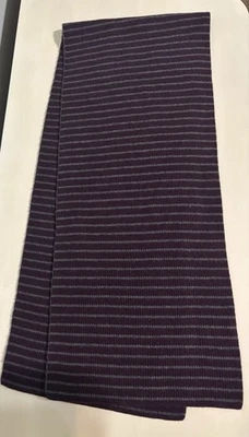 Шарф из 100% шерсти мериноса с зазором в ягодно-серую полоску 12 X 60 дюймов теплый зимний уютный - Изображение 1 из 4