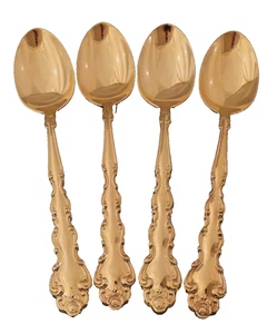 Oneida Gold Beethoven Set of 4 Teaspoons Spoons Golden Stainless Flatware Lot H - Picture 1 of 4