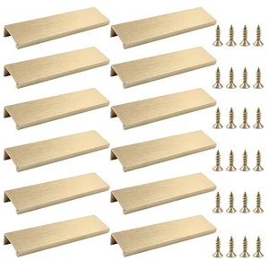 12 Stück Versteckte Schrankgriffe 4,72"/120mm Finger Kantengriffe Gebürstetes Messing Kon... - Bild 1 von 5