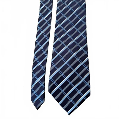 Corbata a cuadros Sean John “Sean Combs” azul marino y azul claro Foto 1 de 4