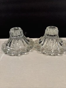 Vintage Anchor Hocking Boopie Clear Glass Bubble Candlestick Holder  Set Of 2 - Picture 1 of 4