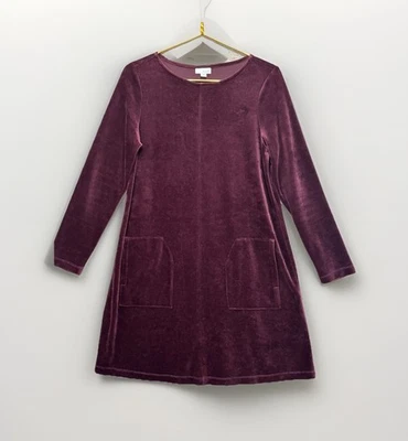 Vestido túnica de terciopelo J. Jill Pure Jill ciruela bolsillos pequeños ropa de salón, informal de lujo Foto 1 de 4