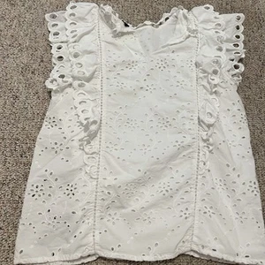 Express White Lace Ruffle Top Lined- Size Medium - Picture 1 of 8