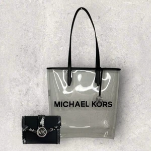 Michael Kors MK Tasche Portmonee Jet Set The Bag Carmen Schwarz Transparent NEU - Bild 1 von 16