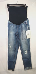 1822 Denim Maternity Jeans Womens 8/ 29 Blue High Rise Cropped Ankle Distressed - Picture 1 of 9