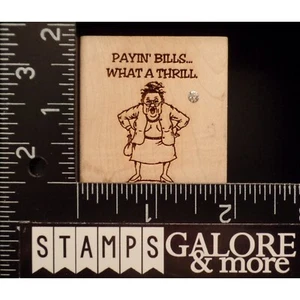 DIAMONDS Rubber Stamps H842 PAYIN BILLS WHAT A THRILL SMALL OLD LADY #T48 - Picture 1 of 2