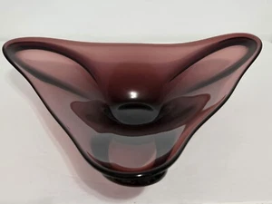 MCM 60's Purple Amethyst Hand Blown Large Triangle Glass Bowl Denmark Design - Picture 1 of 9
