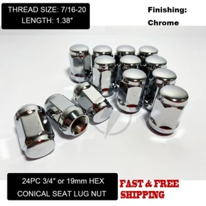 24PC BULGE ACORN CHROME LUG NUTS | 7/16 | CLOSED END | CHEVY | GMC |K10 | K2 USA - Picture 1 of 6