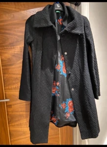 United Colors Of Benetton Black Coat Size 16 RRP £150 - Picture 1 of 9