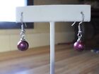 Genuine Cranberry Cultered Pearl Drop Earring Set