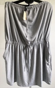 CASULE SUMMER BOOB TUBE DRESS SIZE 22 (UK) GREY STRAPLESS POCKETS HOLIDAY *NEW* - Picture 1 of 10
